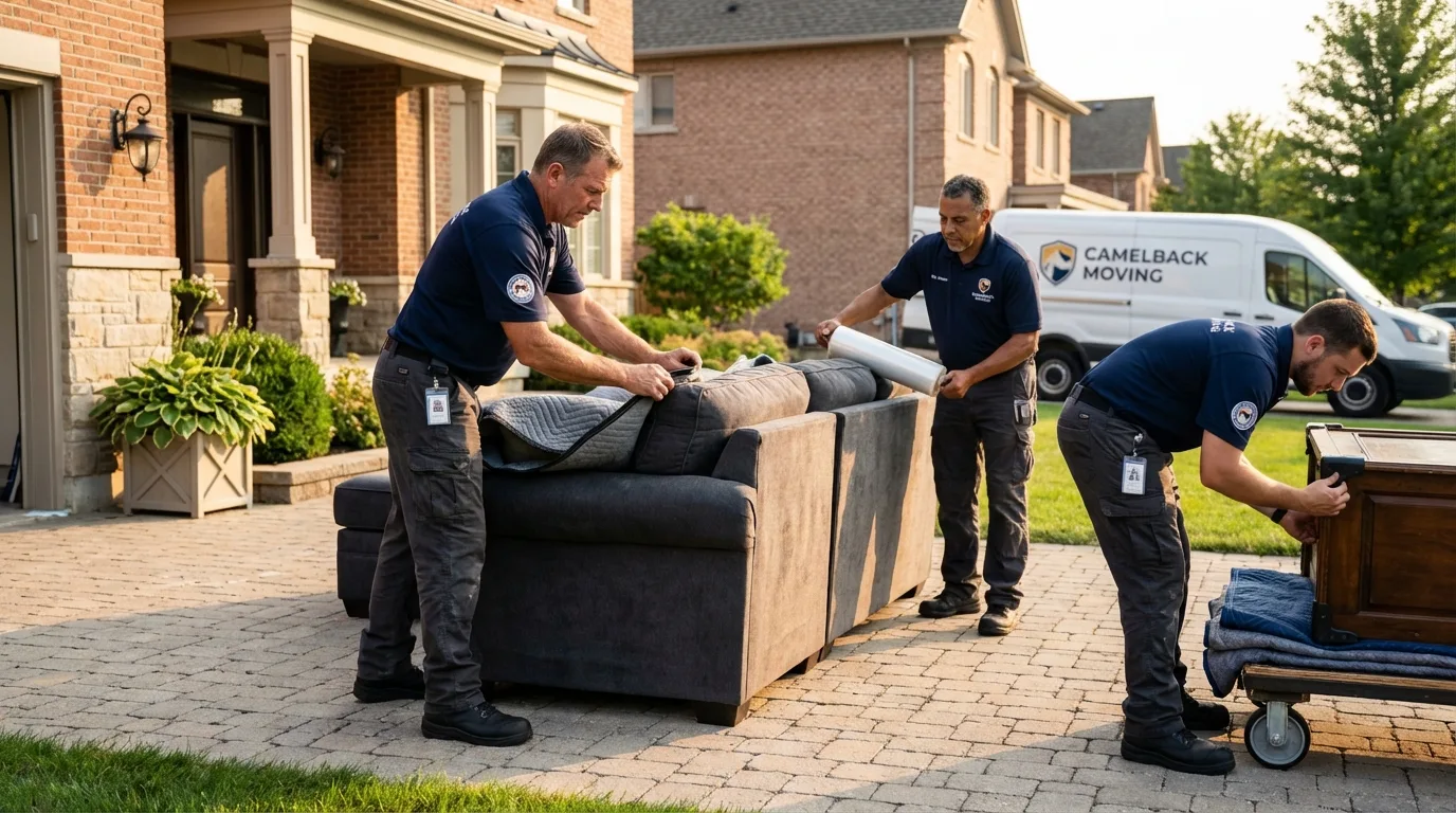 Large estate moving crew wrapping furniture in Corinth, MS